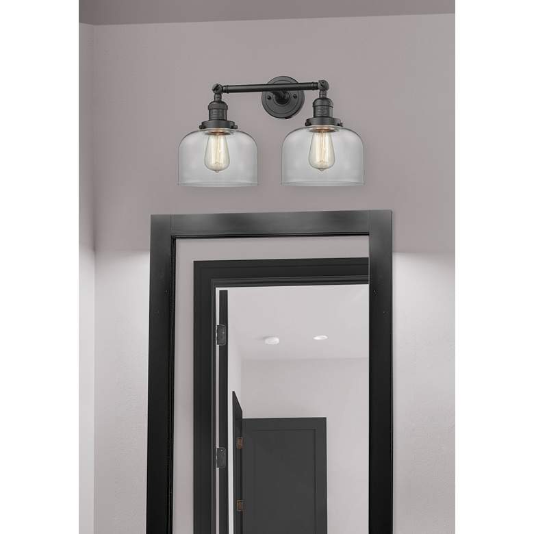 Image 5 Large Bell 19" 2-Light Oil Rubbed Bronze Bath Light w/ Clear Shade more views