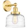 Large Bell 2.25" High Satin Gold Sconce With Deco Swirl Shade