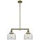 Large Bell 21" 2-Light Antique Brass Island Light w/ Clear Shade