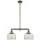 Large Bell 21" 2-Light Antique Copper Island Light w/ Clear Shade