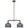 Large Bell 21" 2-Light Antique Copper Island Light w/ Plated Smoke Sha