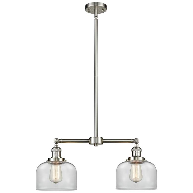 Image 1 Large Bell 21 inch 2-Light Brushed Satin Nickel Island Light w/ Clear Shad