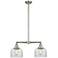 Large Bell 21" 2-Light Brushed Satin Nickel Island Light w/ Clear Shad
