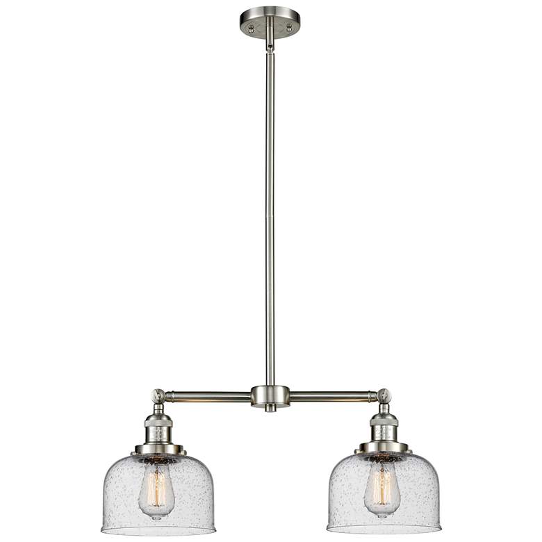 Image 1 Large Bell 21" 2-Light Brushed Satin Nickel Island Light w/ Seedy Shad