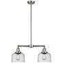 1_Large Bell 21" 2-Light Brushed Satin Nickel Island Light w/ Seedy Shad