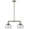 Large Bell 21" 2-Light Brushed Satin Nickel Island Light w/ Seedy Shad