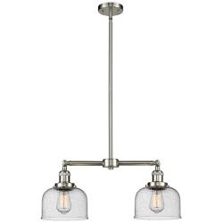 Large Bell 21" 2-Light Brushed Satin Nickel Island Light w/ Seedy Shad