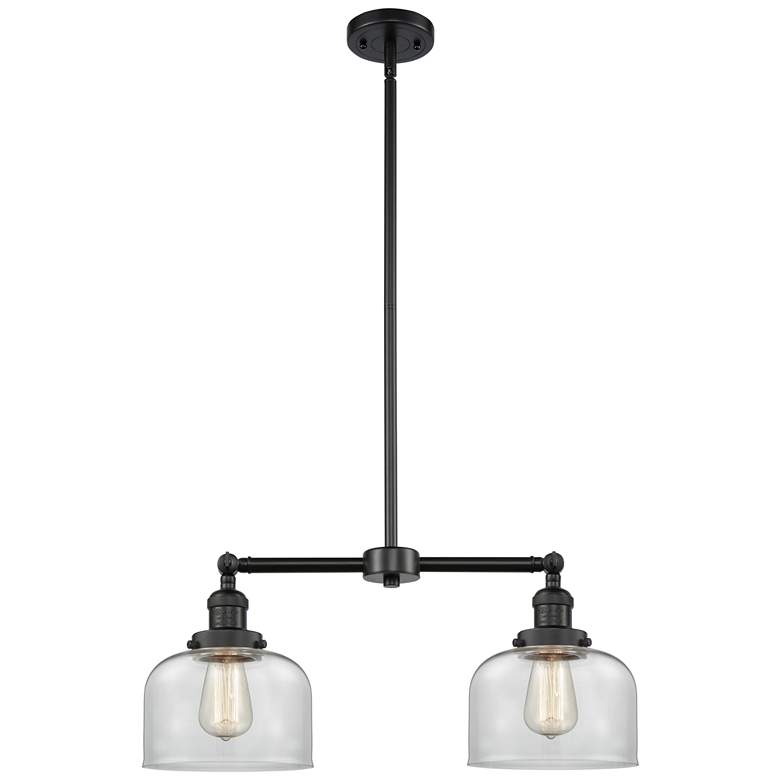 Image 1 Large Bell 21" 2-Light Matte Black Island Light w/ Clear Shade
