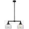 Large Bell 21" 2-Light Oil Rubbed Bronze Island Light w/ Clear Shade