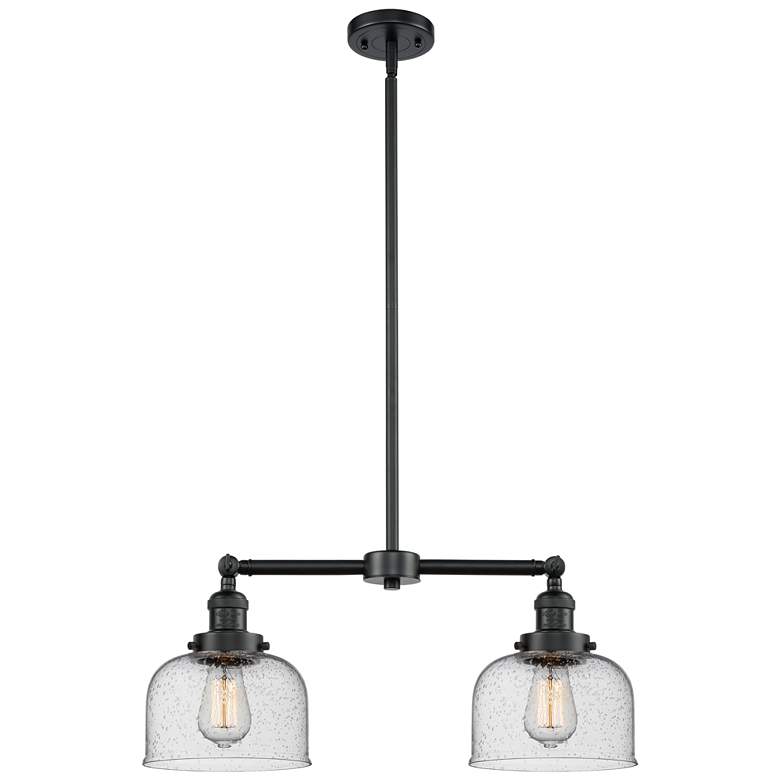 Image 1 Large Bell 21" 2-Light Oil Rubbed Bronze Island Light w/ Seedy Shade