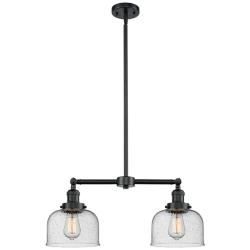 Large Bell 21" 2-Light Oil Rubbed Bronze Island Light w/ Seedy Shade