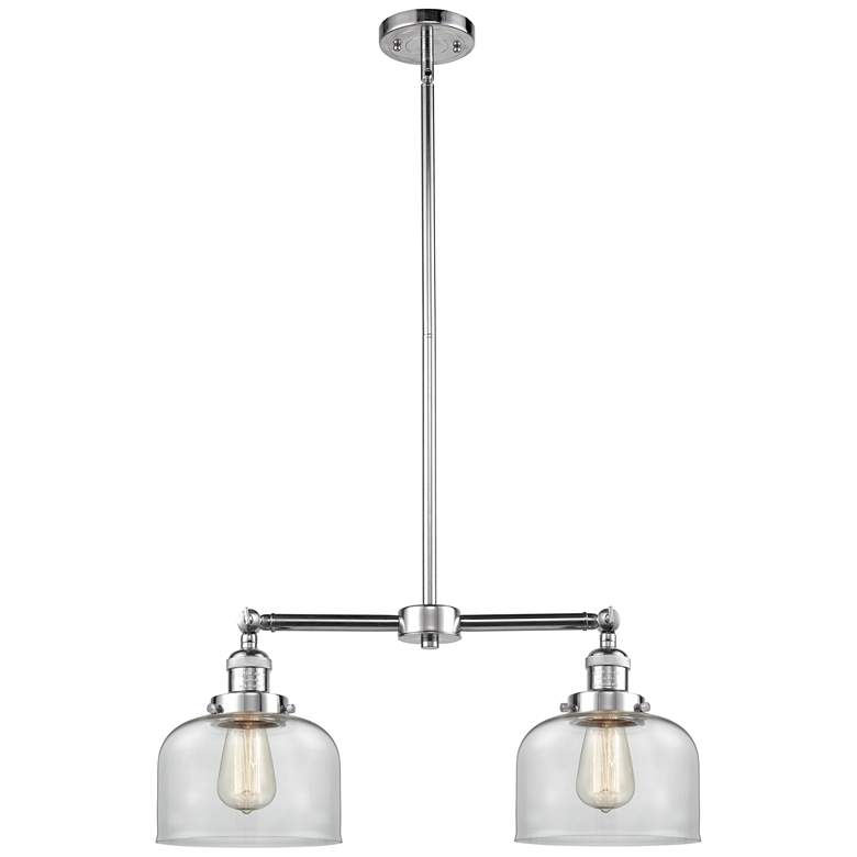 Image 1 Large Bell 21" 2-Light Polished Chrome Island Light w/ Clear Shade