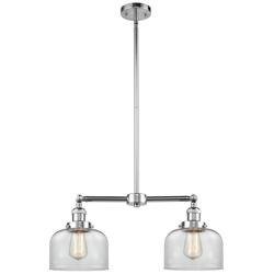 Large Bell 21" 2-Light Polished Chrome Island Light w/ Clear Shade