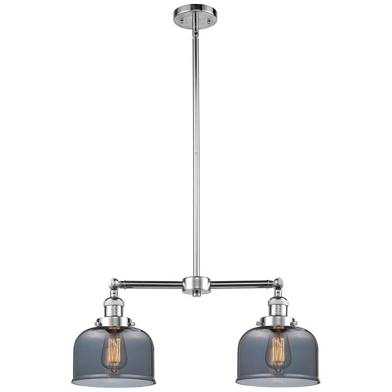 Image 1 Large Bell 21" 2-Light Polished Chrome Island Light w/ Plated Smoke Sh