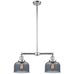 Large Bell 21" 2-Light Polished Chrome Island Light w/ Plated Smoke Sh