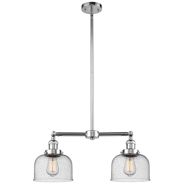 Image 1 Large Bell 21" 2-Light Polished Chrome Island Light w/ Seedy Shade
