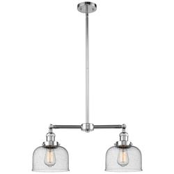 Large Bell 21" 2-Light Polished Chrome Island Light w/ Seedy Shade