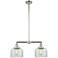 Large Bell 21" 2-Light Polished Nickel Island Light w/ Clear Shade