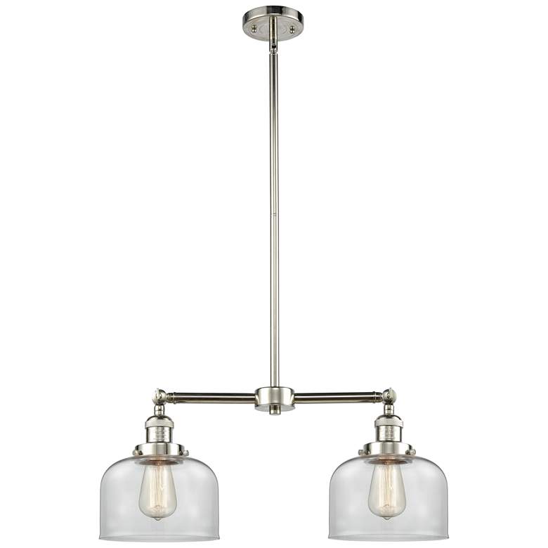 Image 1 Large Bell 21 inch 2-Light Polished Nickel Island Light w/ Clear Shade