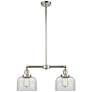 Large Bell 21" 2-Light Polished Nickel Island Light w/ Clear Shade