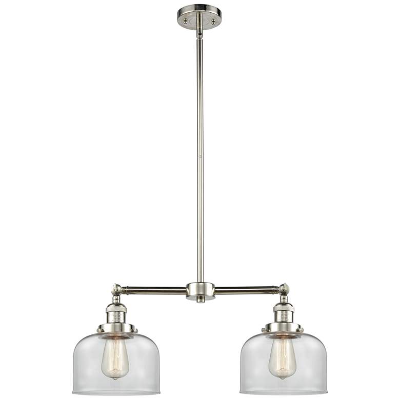 Image 1 Large Bell 21" 2-Light Polished Nickel Island Light w/ Clear Shade