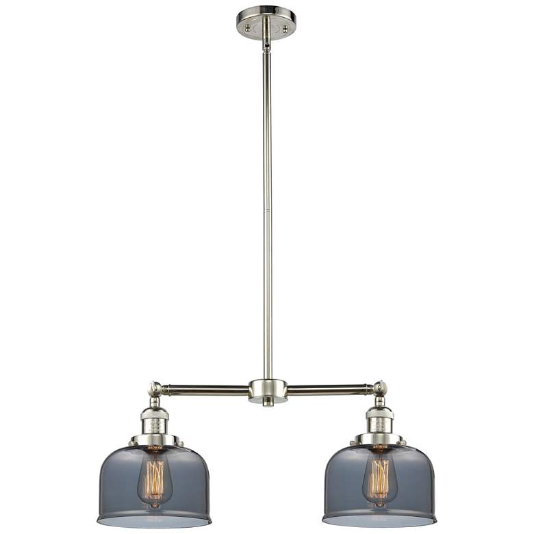 Image 1 Large Bell 21" 2-Light Polished Nickel Island Light w/ Plated Smoke Sh