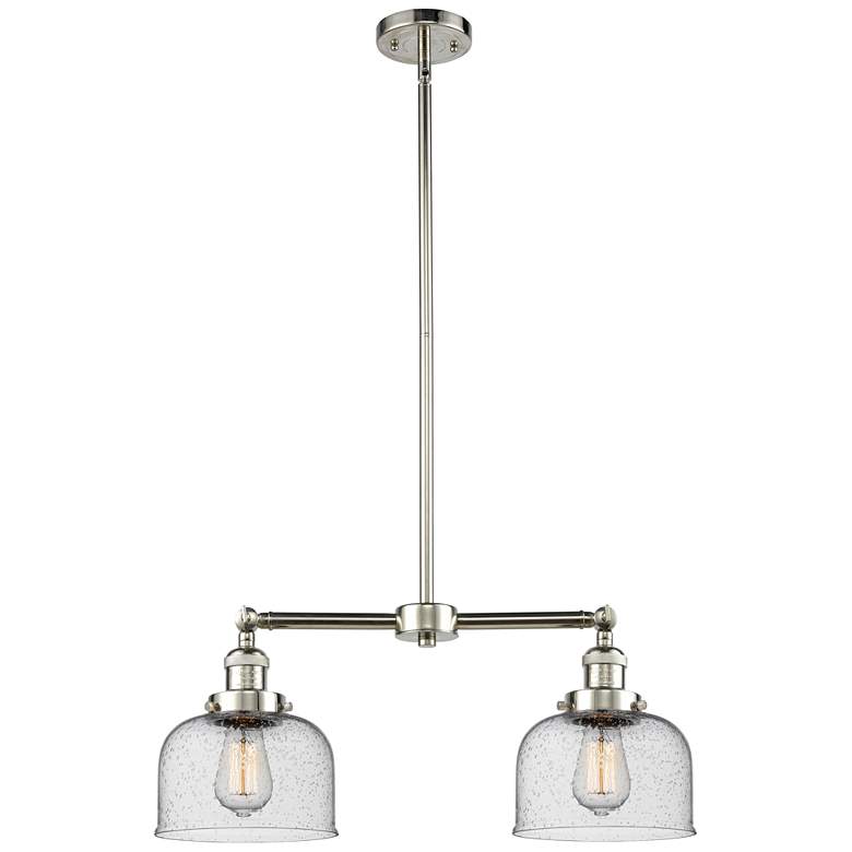 Image 1 Large Bell 21" 2-Light Polished Nickel Island Light w/ Seedy Shade