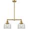 Large Bell 21" 2-Light Satin Gold Island Light w/ Clear Shade