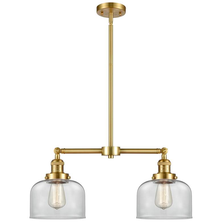 Image 1 Large Bell 21 inch 2-Light Satin Gold Island Light w/ Clear Shade
