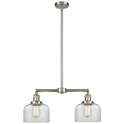 Large Bell 21"W Brushed Satin Nickel 2-Light Island Pendant