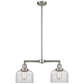 Large Bell 21"W Brushed Satin Nickel 2-Light Island Pendant Large Bell 21"W Brushed Satin Nickel 2-Light Island Pendant