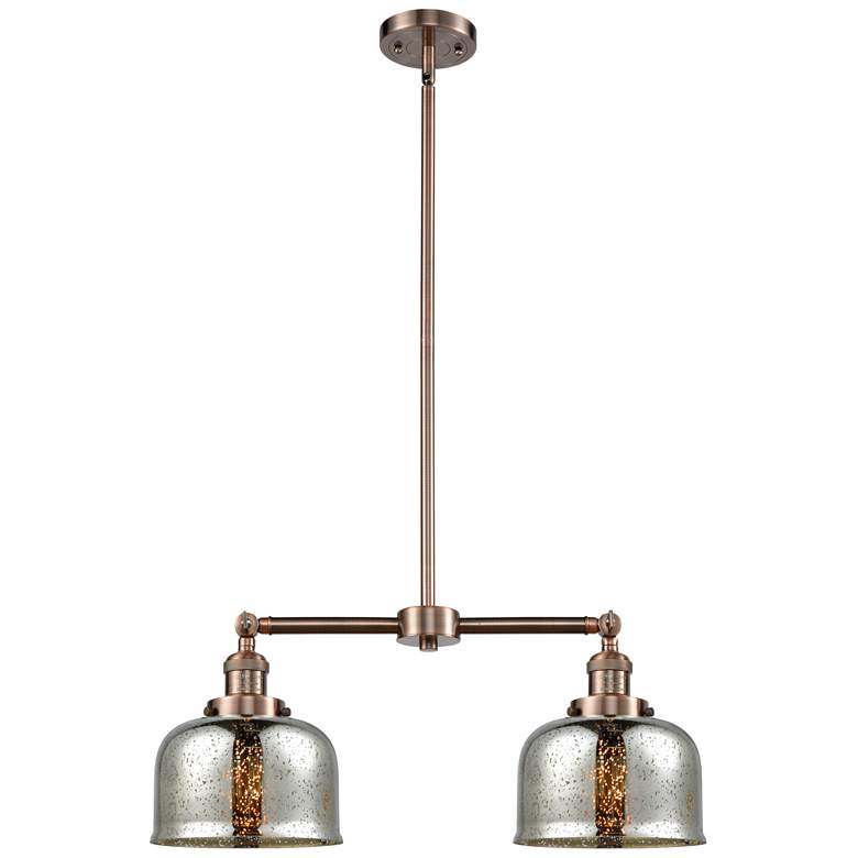Image 1 Large Bell 24" 2-Light Antique Copper Island Light w/ Mercury Shade