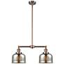 Large Bell 24" 2-Light Antique Copper Island Light w/ Mercury Shade