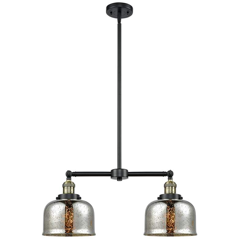 Image 1 Large Bell 24" 2-Light Black Brass Island Light w/ Mercury Shade