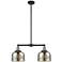 Large Bell 24" 2-Light Black Brass Island Light w/ Mercury Shade
