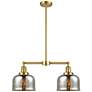 Large Bell 24" 2-Light Gold Island Light w/ Silver Plated Mercury Shad