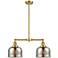Large Bell 24" 2-Light Gold Island Light w/ Silver Plated Mercury Shad