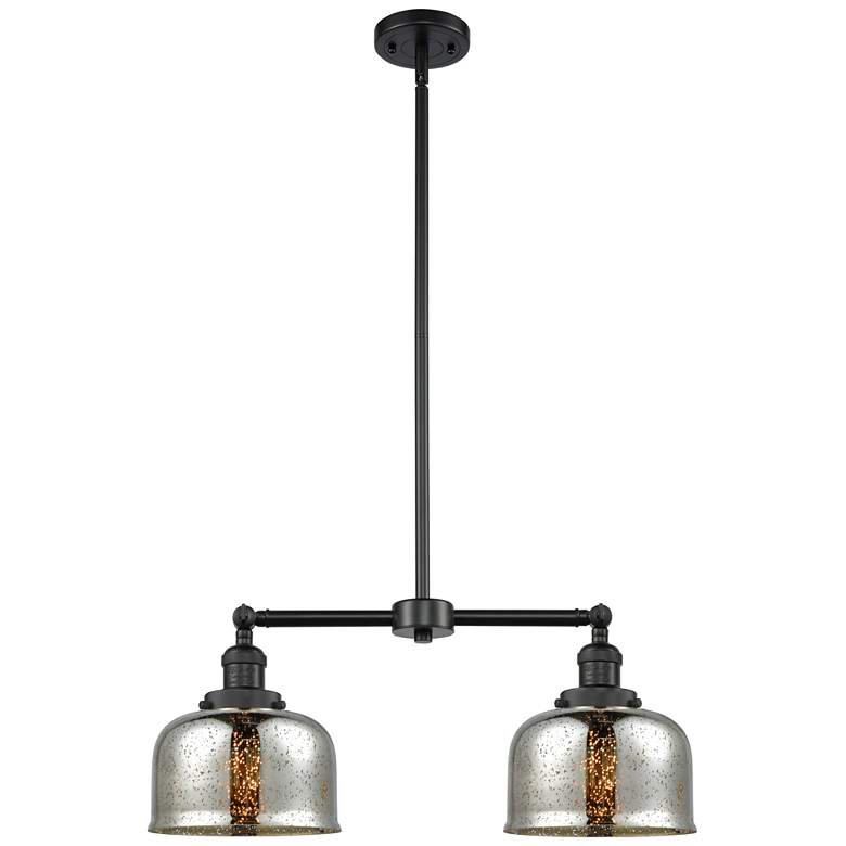 Image 1 Large Bell 24" 2-Light Matte Black Island Light w/ Mercury Shade