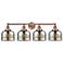 Large Bell 33.5"W 4 Light Antique Copper Bath Light With Mercury Shade