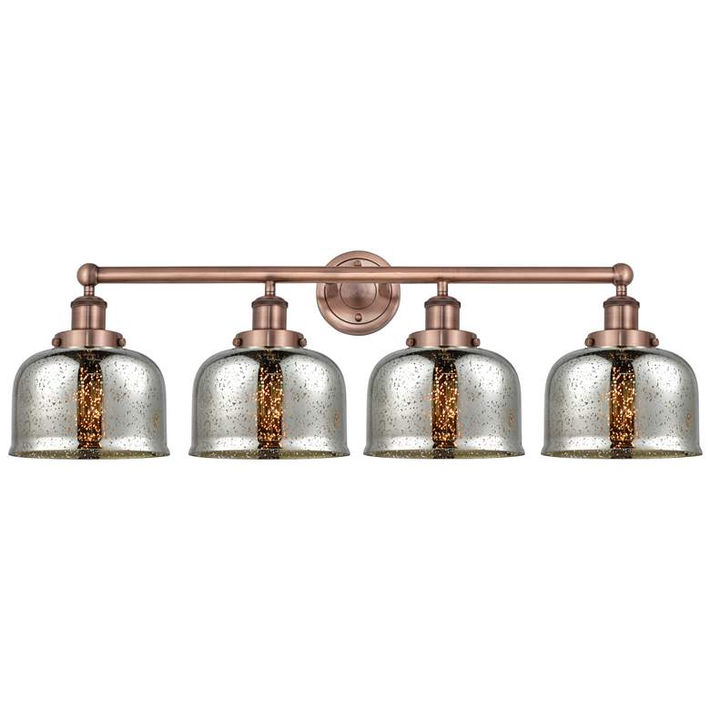 Image 1 Large Bell 33.5 inchW 4 Light Antique Copper Bath Light With Mercury Shade
