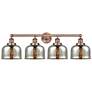 Large Bell 33.5"W 4 Light Antique Copper Bath Light With Mercury Shade