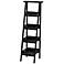 Large Black and Cherry Wood Shelf Tray Ladder