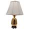 Large Brass Pineapple Table Lamp with White Shade