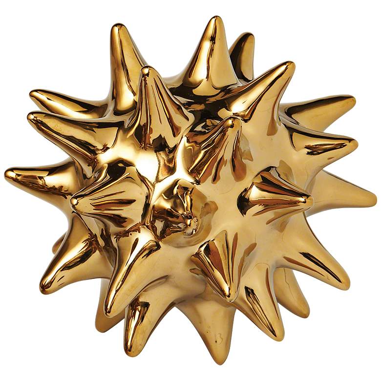 Image 1 Large Bright Gold 6" High Ceramic Urchin Sculpture