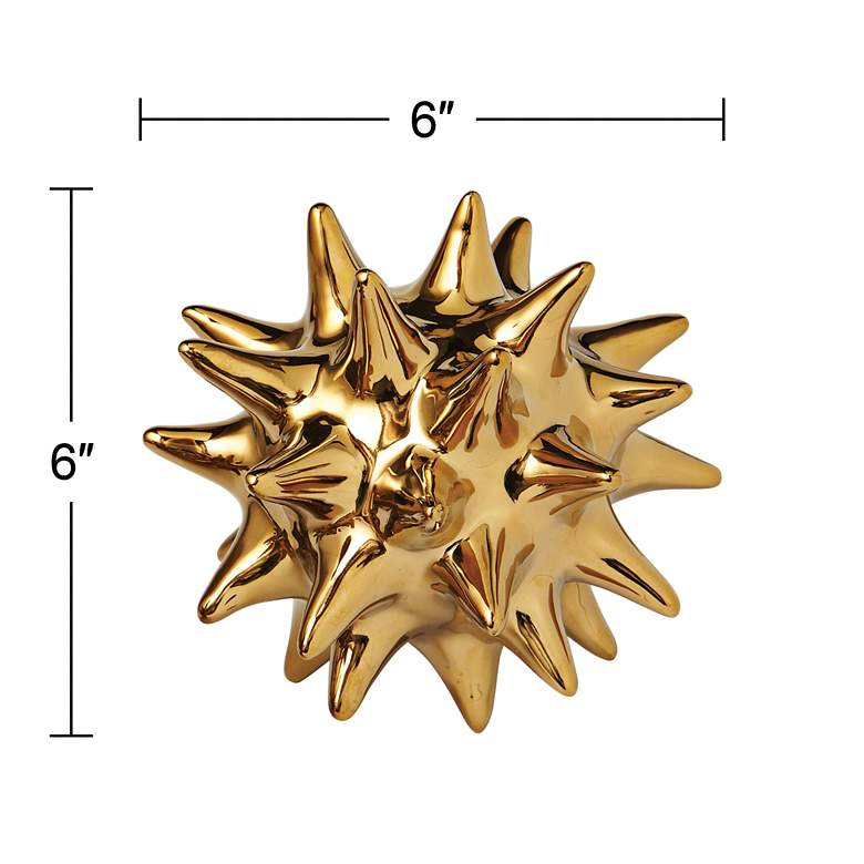 Image 2 Large Bright Gold 6" High Ceramic Urchin Sculpture more views