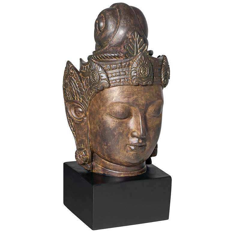 Image 1 Large Buddha Head on Stand 15 inch High Sculpture