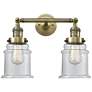 Large Canton 17" 2-Light Antique Brass Bath Light w/ Clear Shade