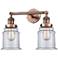 Large Canton 17" 2-Light Antique Copper Bath Light w/ Clear Shade