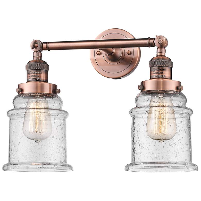 Image 1 Large Canton 17" 2-Light Antique Copper Bath Light w/ Seedy Shade