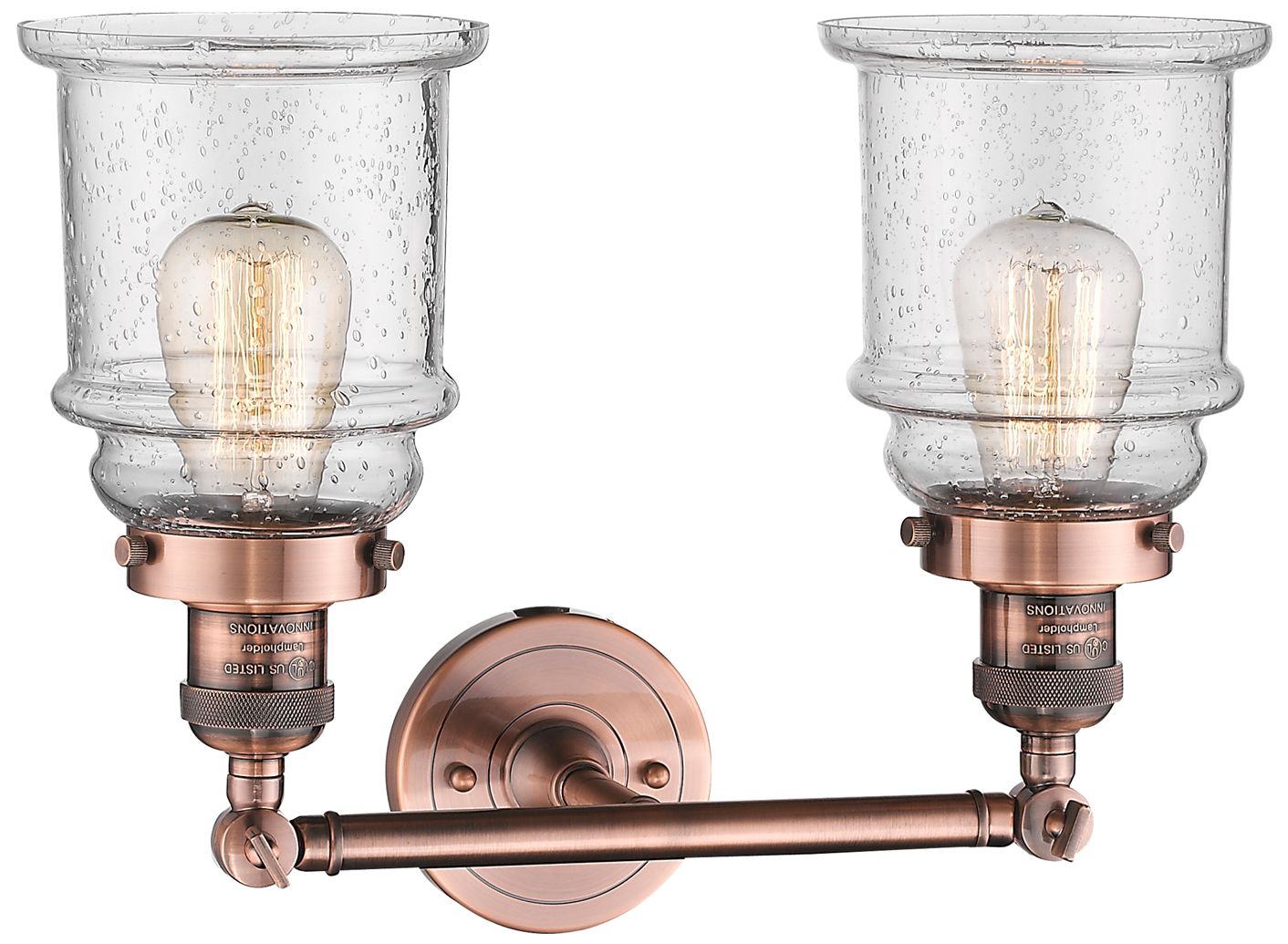 Image 2 Large Canton 17" 2-Light Antique Copper Bath Light w/ Seedy Shade more views
